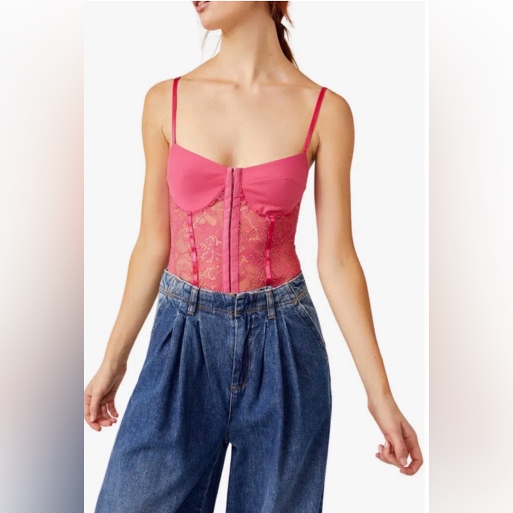 NWT Free People Night Rhythm Corset Bodysuit